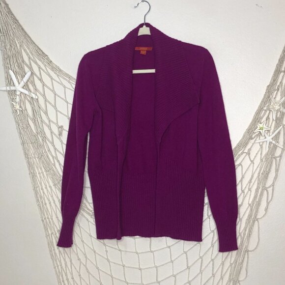 SAFFRON Women's Purple Cashmere Open Front Cardigan Sweater S - Picture 7 of 7